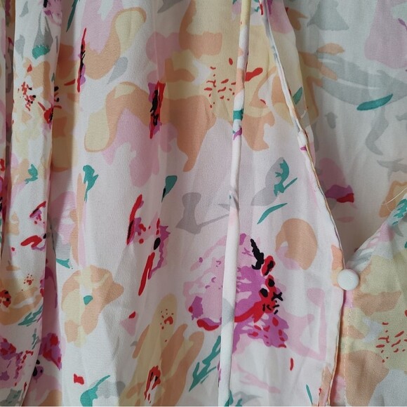 Sugar Magnolia Sheer Lightweight Floral Long Sleeve Boho Southern Blouse - Picture 4 of 5